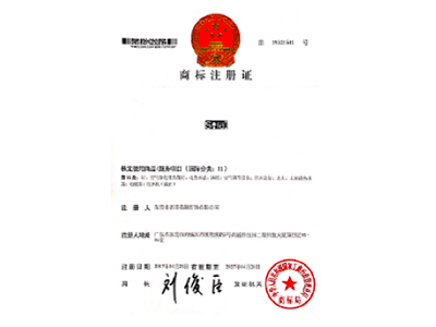 Trademark registration certificate