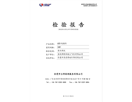 洗墙灯检验报告